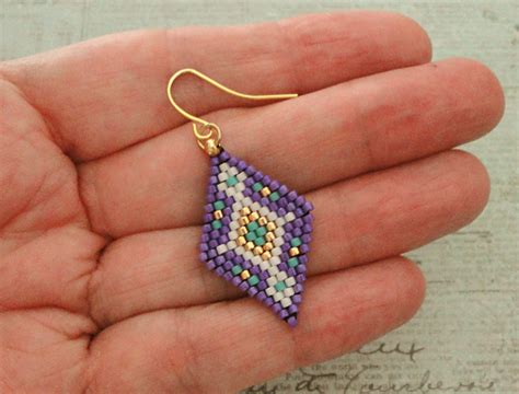 Linda S Crafty Inspirations Brick Stitch Diamond Earrings And