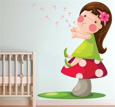 Sticker Enfant Petite Fille Champignon TenStickers