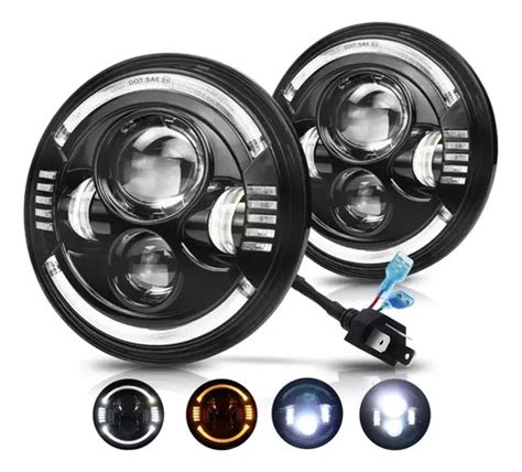 Par Faro H Led Redondo Ojo Ngel Wrangler Jeep Vocho Jk Meses