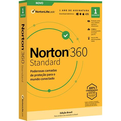 Norton Antivírus 360 Standard 1 Dispositivo Licença 12 Meses