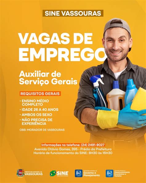 O SINE esta ofertando vaga para Auxiliar de Serviços Gerais