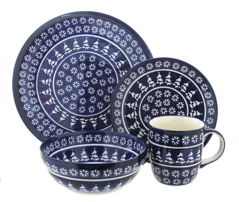 Blue Rose Polish Pottery Winter Nights Pc Dinnerware Set Walmart