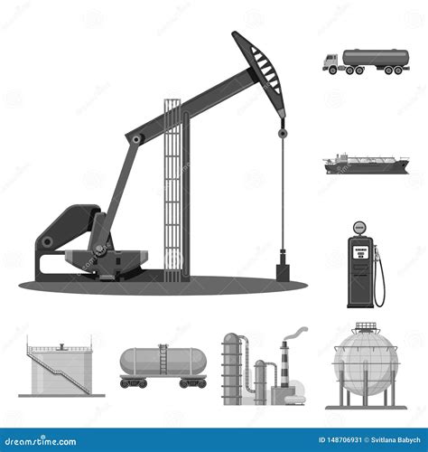 Vector Illustration Of Oil And Gas Sign Collection Of Oil And Petrol