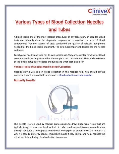 Different Types of Blood Collection Needles and Tubes by Clinivex - Issuu