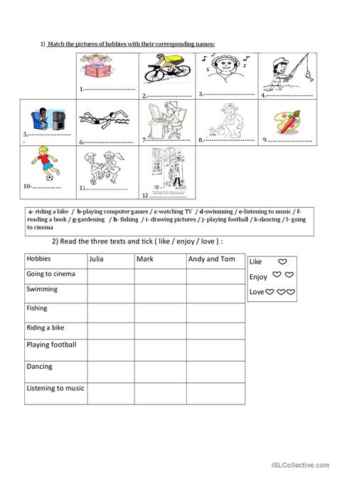 What Are Your Hobbies English Esl Worksheets Pdf And Doc