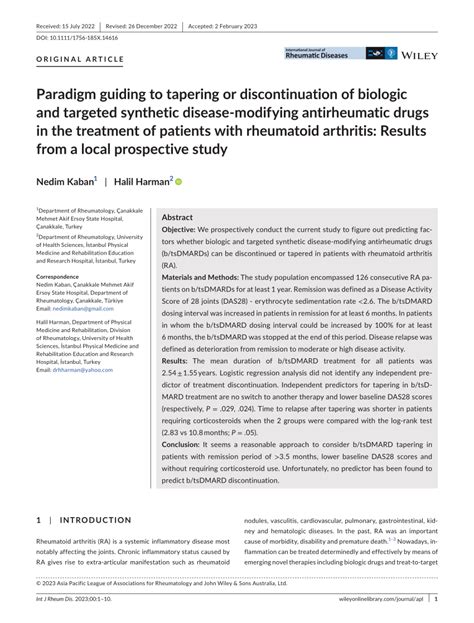 PDF Paradigm Guiding To Tapering Or Discontinuation Of Biologic And