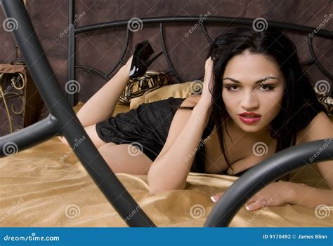 Gorgeous Lingerie Model On Bed Stock Photo Image Of Closeup Body