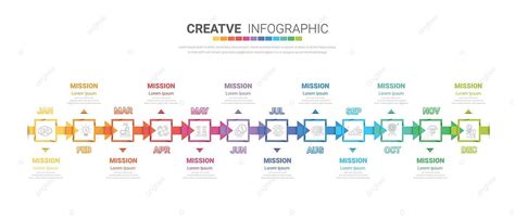 Infographic Monthly Planner Design A Years Timeline In Months Vector