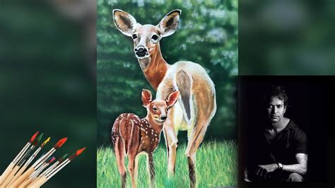 How To Paint Deer Realistic Painting Acrylic Colour On Canvas Youtube