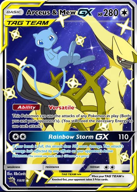 Arceus And Mew Custom Holographic Gx Pokemon Card Etsy