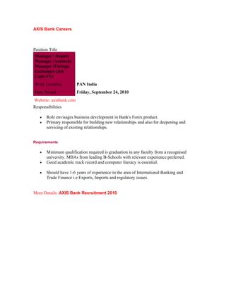 38521927 Axis Bank Careers PDF