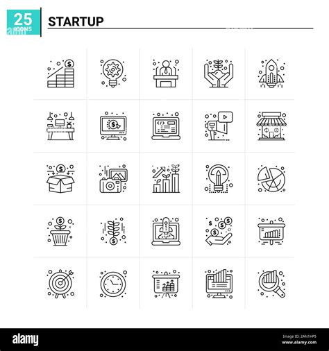 25 Startup Icon Set Vector Background Stock Vector Image And Art Alamy