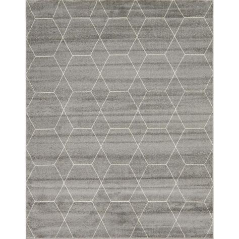 Unique Loom Trellis Frieze Geometric Light Gray 8 0 X 10 0 Area Rug