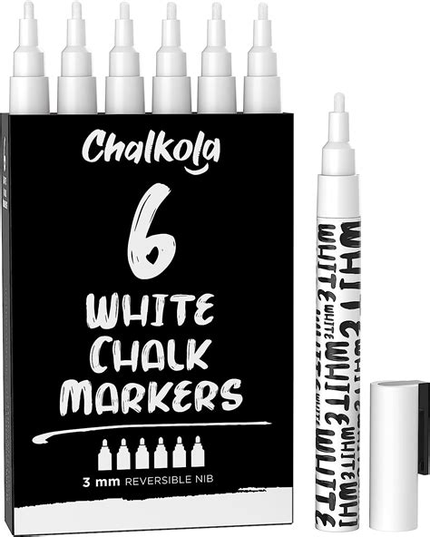 Chalkola Kreidestifte für Tafel Abwaschbar Weiß 6 Kreidemarker Weiss