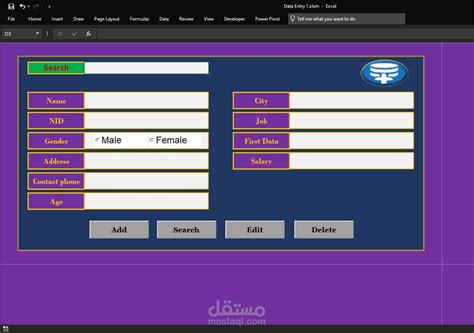 تصميم واجهة إدخال بيانات من خلال الاكسل مستقل