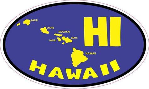 5in X 3in Oval Hi Hawaii Islands Sticker Car Bumper Decal Etsy Car