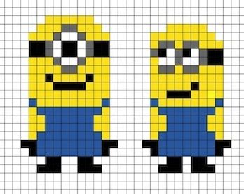 Disegno Di Minion In Pixel Art Con Modello Da Stampare Per Bambini