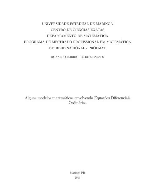 PDF Alguns Modelos Matem Aticos Envolvendo Equac Oes Alguns