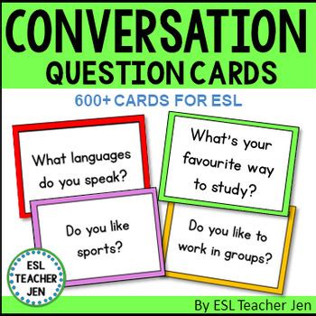 Conversation Question Cards For Esl Ell Newcomers Speaking Listening