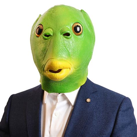 Buy AQKILO Green Fish Funny Latex Full Head Realistic s Fancy Dress for