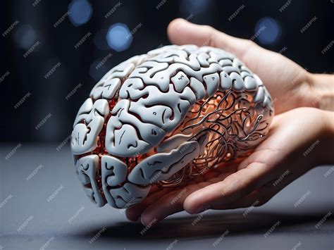 Premium Photo | A hand holding a 3D model of a brain design