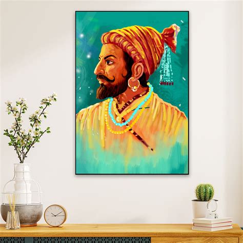 Aesthetic Shivaji Maharaj Canvas Painting for Home - WallMantra