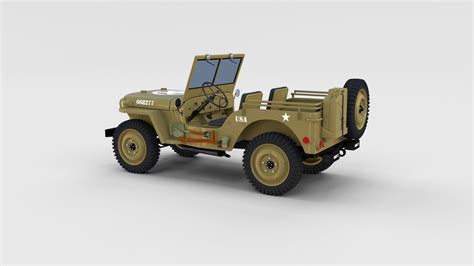 Full W Chassis Jeep Willys Mb Military Desert Rev D Model Cgtrader