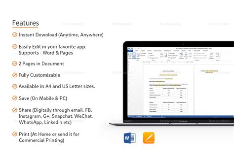 Treasurer Financial Report Template In Word Apple Pages