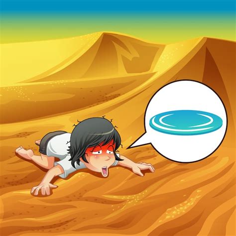 She is thirsty in desert. | Premium Vector