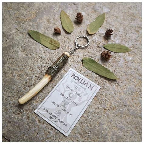 Rowan Mountain Ash Ogham Keyring Ritual Wand Hand Made To Etsy