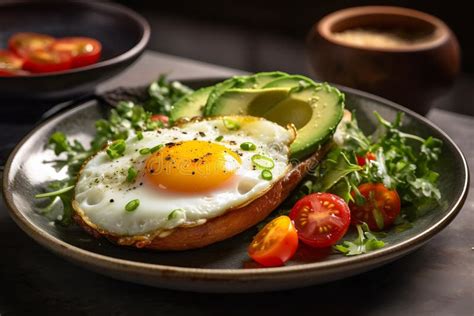 Huevos Revueltos Y Ensalada De Verduras Red Neural Ai Generada Stock