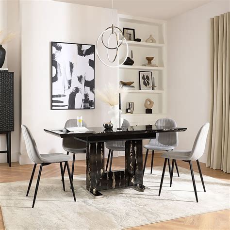 Florence Extending Dining Table Brooklyn Chairs Black Marble