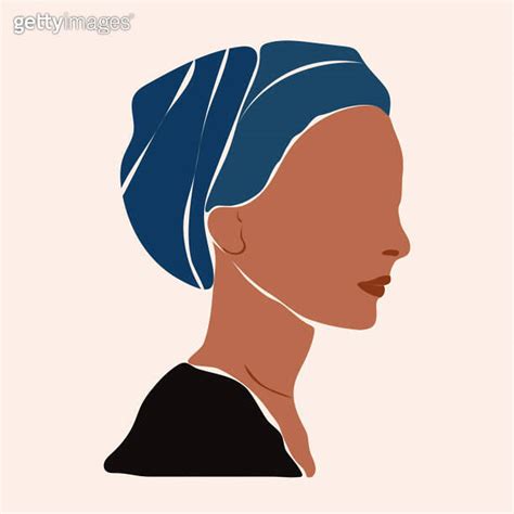 Faceless abstract african american woman hand drawn portrait 이미지