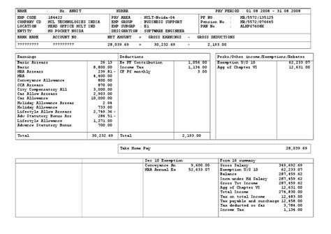 Salary Slip Format for Hcl