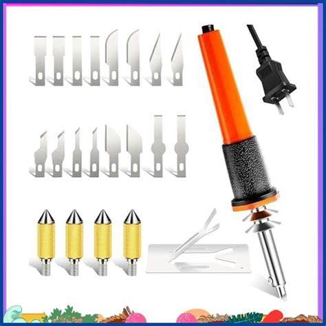 Piece Electric Hot Knife Cutter Tool Kit Wood Burning Tools With Heat Cutter Stencil Cutter