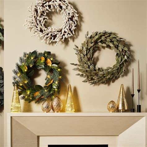 Pre Lit Faux Pine Magnolia Wreath Garland West Elm