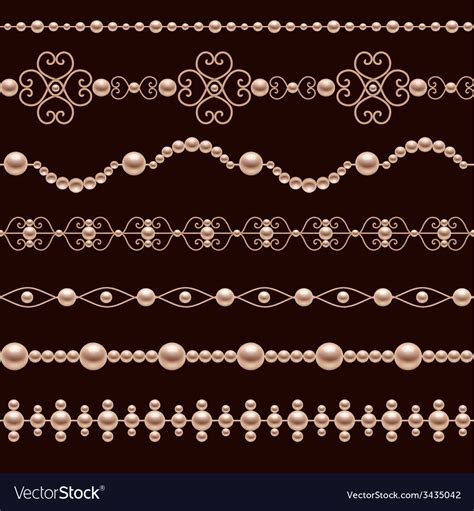 Pearl Realistic Borders Royalty Free Vector Image