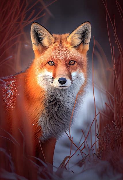 Premium Ai Image Fox In Winter Generative Ai