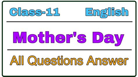 Mothers Day Class 11 English Supplementary Ncert All Questions