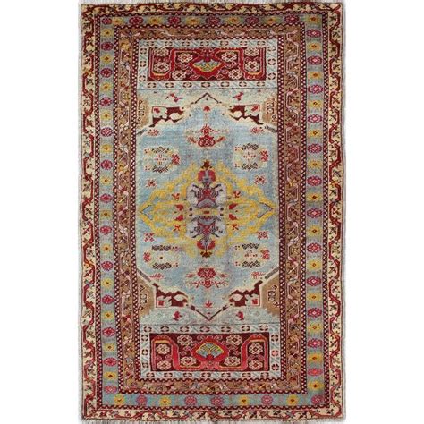 Antique Turkish Oushak Rug In Light Blue Background And Border