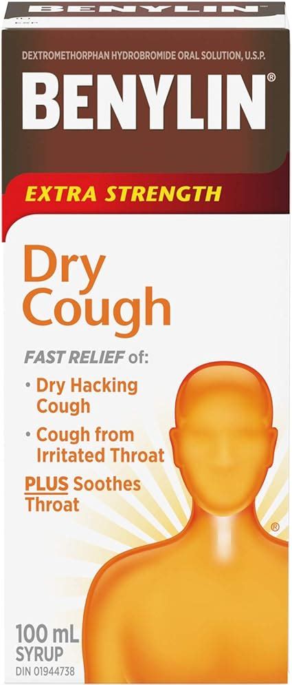 Benylin Extra Strength Dry Cough Syrup Relieves Dry Cough Symptoms 100ml Amazon Ca Health