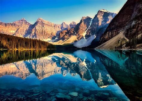 Moraine Lake Water Reflections Canada Mountains Snow Winter