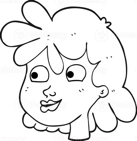 Drawn Black And White Cartoon Female Face 45303630 Png