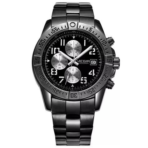 Ripley RELOJ MEGIR HOMBRE ANÁLOGO NEGRO MEG 50 ACERO