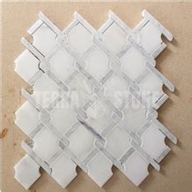 Water Jet Bianco Carrara White Thassos Marble Mosaic Tile From China