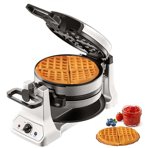 Skyshalo Round Waffle Maker W Layer Rotatable Non Stick Waffle