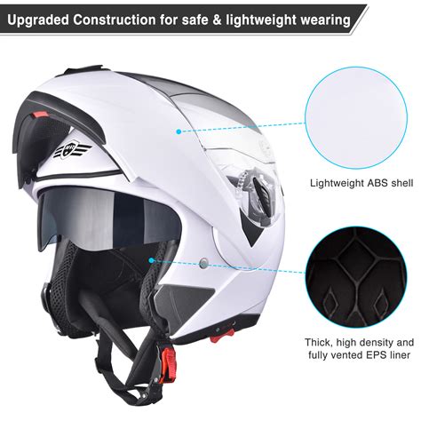 Ahr Medium Size Motorcycle Helmet Dual Visor Flip Up Full Face Dot Approved For Adult