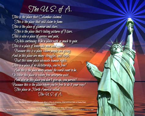 The Usa Statue Of Liberty Poetry Art Poster Digital Art by Stanley Mathis