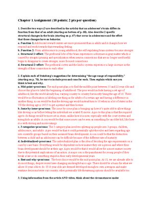 Chapter Assignment Chapter Assignment Points Process