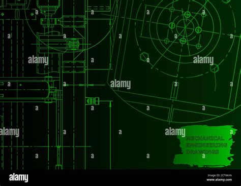 Vector Computer Aided Design Systems Technical Illustration Green Neon